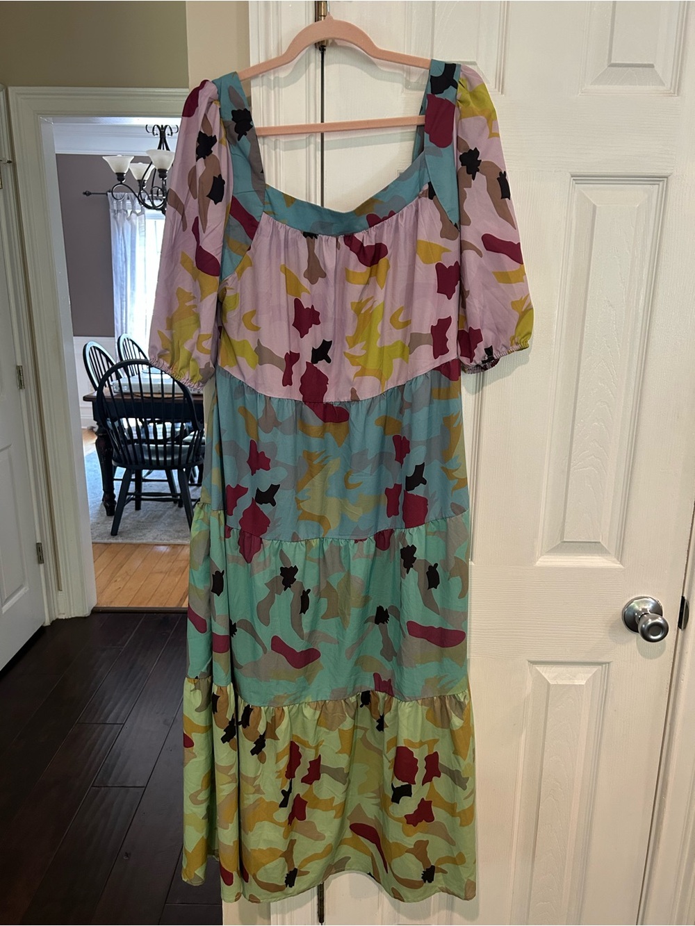 Sunday Up Multicolor Tiered Maxi Dress with Puff Sleeves